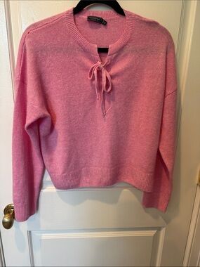 Vineyard Vines Pink Tie-Neck Crew Sweater